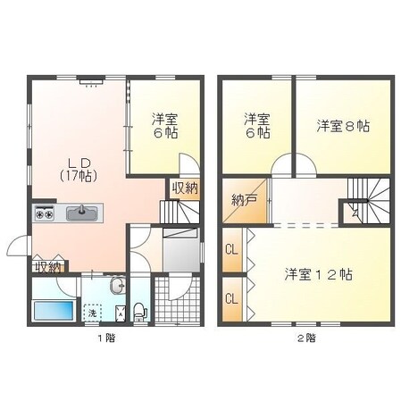 元江別貸家の物件間取画像